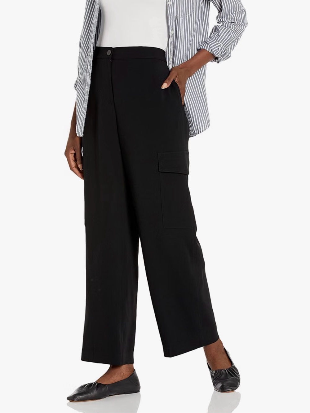 Theory Black Wide-Leg Cargo Trousers